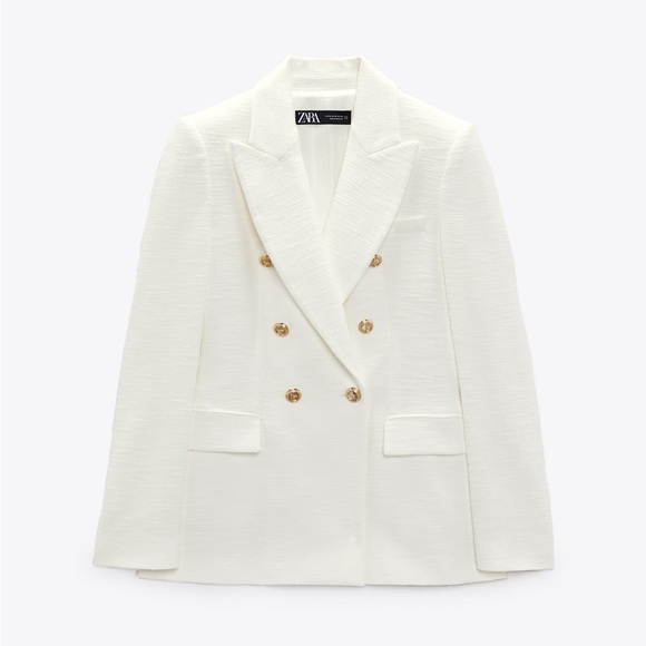 ZARA DOUBLE BREASTED TEXTURED BLAZER - Picture 3 of 11